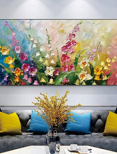  bloem olieverfschilderij handgeschilderde wilde bloemen schilderij handgemaakte 3d textuur bloeiende bloem schilderij canvas extra groot formaat flora schilderij wandkunst botanisch schilderij