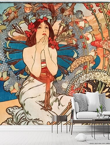  Mittelalterliche Kunst 3D Tapete Wohnkultur Wandbild Rolle Abziehen und Anbringen abnehmbares PVC/Vinyl-Material selbstklebende/benötigt Kleber Wanddekoration für Wohnzimmer