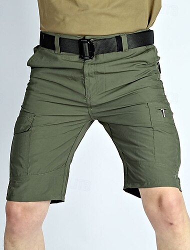  Men's Tactical Shorts Cargo Shorts Shorts Bermuda shorts Elastic Waist Zipper Pocket Plain Waterproof Quick Dry Knee Length Outdoor Casual Camping & Hiking Sports Fashion Black Green Micro-elastic