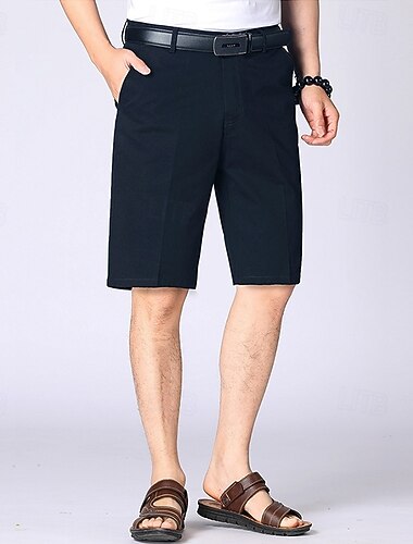  Herren Shorts Kurze Hosen Chino Bermuda Shorts Kleid-Shorts Bermudas Arbeitsshorts Knopf Tasche Gerade geschnitten Glatt Atmungsaktiv Kein Eisen Knielänge Formal B¨¹ro Täglich Modisch Geschäftlich