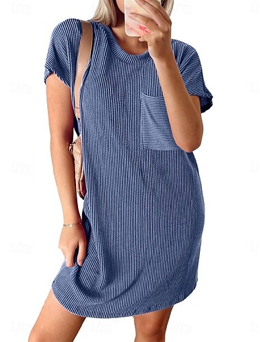  Női Mini Ruha Póló Ruha Tee Ruha Shift Ruha Sportos Ruha Kényelmes Nyaralás Kényelmes Napi Rendes Illeszkedés Grafikus Rövid Ujjú Kerek Nyak Fekete Világos Zöld Király Kék Világosbarna Nyár