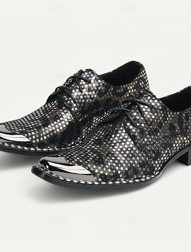  Oxford-Schuhe aus hochwertigem Rindsleder für Herren mit metallischem Nietendesign und glänzender Zehenkappe – stilvolle formelle Schuhe für modebewusste Männer, perfekt für Hochzeiten und besondere Anlässe