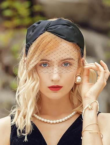  copricapo tulle velo non tessuto cappello matrimonio festa del tè elegante matrimonio con velo viso di colore puro copricapo