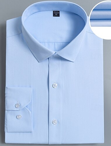 Herren Hemd Oberhemd Knopfhemd Feste Farbe Hochzeit Party Weiß Rosa Blau Violett Langarm Kargen Frühling Herbst Bekleidung