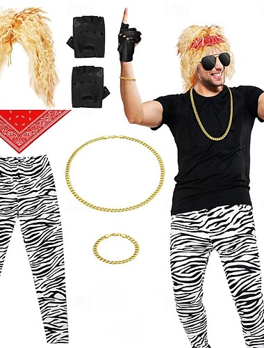  Retro Vintage 1980er schick Cosplay Kostüm Outfits Cosplay Perücken Popstar Rocker Herren Maskerade Party Pride Parade Pride-Monat Erwachsene Hose Handschuhe Weitere Accessoires