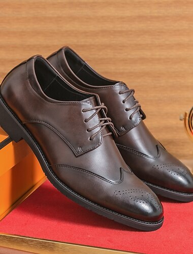  dunkelbraune Brogue-Schuhe aus Kunstleder für Herren – klassisch-eleganter Stil für Business, Büro und formelle Anlässe – bequemes und vielseitiges Herrenschuhwerk