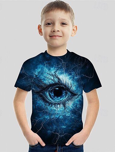  Da ragazzo 3D Pop art Animali Tigre maglietta T-shirt Manica corta Estate Primavera Di tendenza Essenziale Bambino 4-12 anni Girocollo Esterno Informale Giornaliero Standard