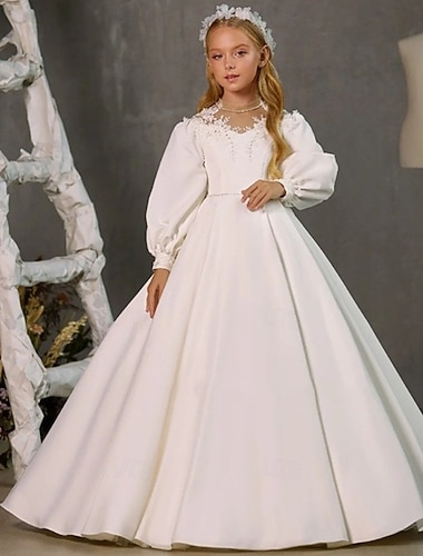  Abito da damigella d'onore bambina Da ragazza Abito per la prima comunione Vestito da festa Matrimonio Feste Da principessa Dolce Natale Carnevale Increspato Tinta unica Senza bretelline Girocollo