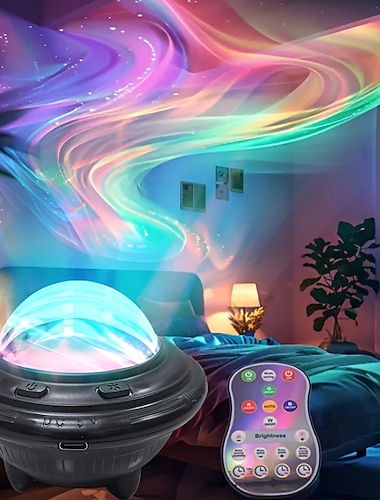  Lampe torche de maison 1plc, ambiance féérique et réglable, huit couleurs, veilleuse originale ronde gyroscopique avec télécommande, projecteur romantique, cadeau créatif, lampe à effet vague, lampe