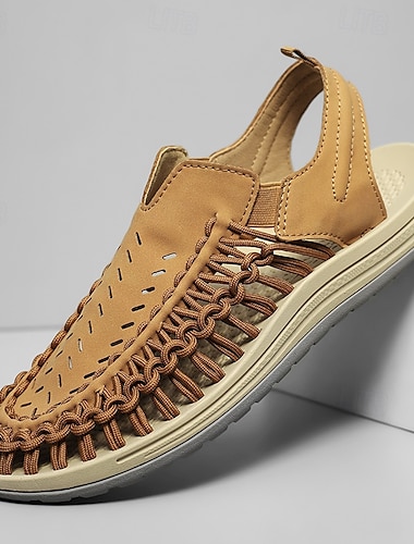  ανδρικά slip-on σανδάλια εξωτερικού χώρου με πλεκτές λεπτομέρειες, casual στυλ για καλοκαιρινές δραστηριότητες και δραστηριότητες στην παραλία