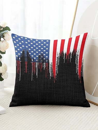  Amerikanische Flagge Vintage Dekorative Wurfkissenbezug 1PC Weicher quadratischer Couchkissenbezug für Schlafzimmer Wohnzimmer Sofa Stuhl 4. Juli Unabhängigkeitstag