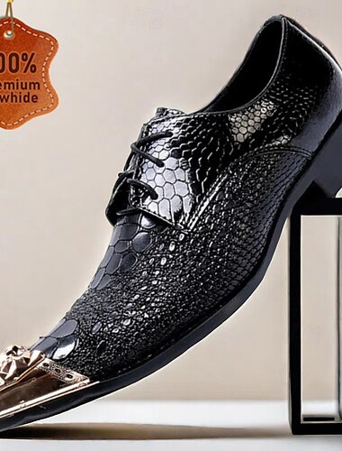  chaussures habillées en cuir noir à motif serpent de qualité supérieure pour hommes avec bout en forme de tête de lion en or rose - chaussures formelles élégantes pour les occasions spéciales