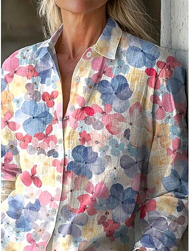  Camisa para mujer gráfica floral diaria estilosa retro vintage camisa de manga 3/4 cuello regular tops diaria vacaciones salir botones rosa verano primavera