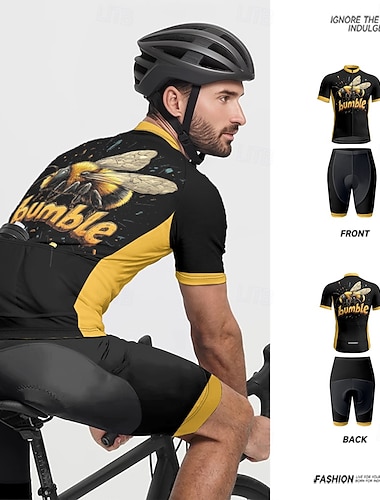  Herren Radtrikot mit Radhose fahrradbekleidung Kurzarm MTB Mountain Rennrad Schwarz Karikatur Fahhrad Spandex Sport Karikatur Buchstabe & Nummer Bekleidung