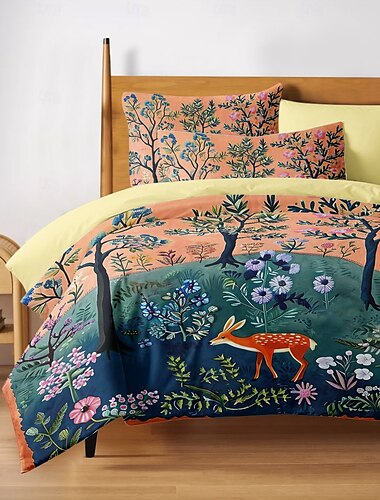  Bettbezug-Set aus 100 % Baumwolle, Landschaftsmuster-Set, weiches 3-teiliges Luxus-Bettwäsche-Set, Heimdekoration, Geschenk, King-Size-Bettbezug