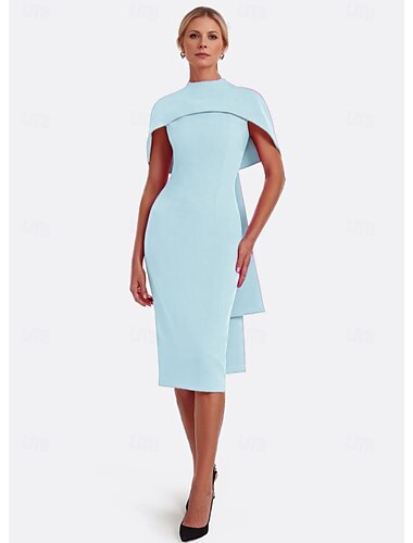  Crepe rosa blaue Column Cocktailkleider Hochzeitsgast Elegant Formal Knöchellänge Kurzarm Stretch Derby Kleid Derby Kleider Renntag Kleid 2025