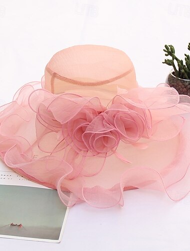 Hats Tulle Sun Hat Casual Holiday Tea Party Cocktail Vintage Cute With Floral Headpiece Headwear