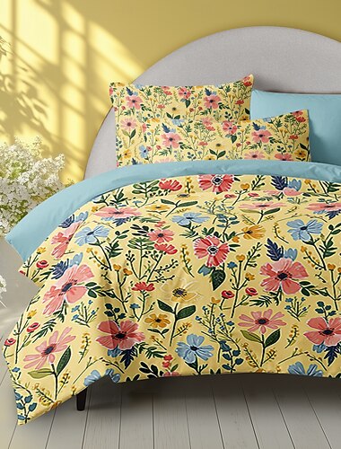  Set copripiumino in cotone 100% set piumino con motivo floreale morbido set di biancheria da letto di lusso in 3 pezzi set decorazioni per la casa regalo re regina full size set di tre pezzi ispirato