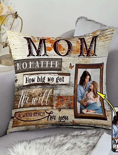  Anpassad fotokuddövertäckning mors dag personligt mammas porträtt kuddeöverdrag pläd idealisk gåva personliga kärleksgåvor