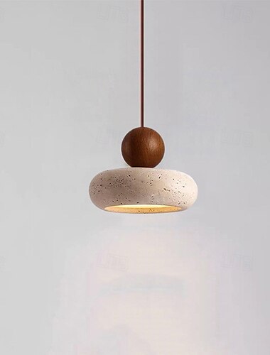  Wabi-Sabi-Stil Nachttisch-Hängeleuchte Kronleuchter gelb Travertin kleine Pendelleuchte 85-265 V