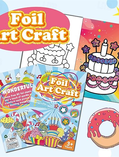  kit d'art en feuille pour enfants, art sans gâchis pour les enfants, kits d'artisanat amusants &fournitures bricolage activités créatives jouets de voyage cadeaux pour filles &garçons âgés de 4, 5, 6,