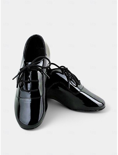  Kinder-Lackleder-Tanzschuhe für Jungen und Mädchen mit Schnürverschluss – bequemes Schuhwerk für Standard-, Latein- und Gesellschaftstanz