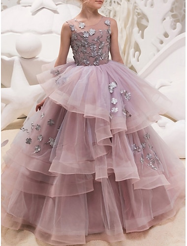  Robe de Soirée Courte / Mini Robe de Demoiselle d'Honneur Fille Fête de Mariage Filles Jolie robe de bal Tulle avec Broderie Plage Ajustement 3-16 ans