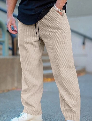  Voor heren Joggingbroeken Corduroybroek Broek Vrijetijdsbroek Zak Trekkoord Elastische taille Effen Comfort Buitensporten Dagelijks Modieus Casual Zwart Wit Micro-elastisch
