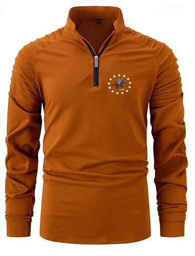  Herre T-shirt Henley-skjorte T-Shirts Tee Top Langærmet Kvartals lynlås Forår Efterår Trykt Mode Designer Basale Rynket Ferierejse Gade I-byen-tøj Sort Hvid Lys pink Top T-shirt til mænd