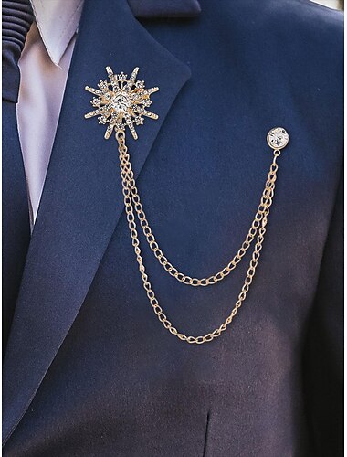 elegante Anstecknadel mit Kristallstern und goldenen Ketten – stilvolle Brosche für Männer und Frauen, perfekt für Anzüge, Hochzeiten und formelle Anlässe