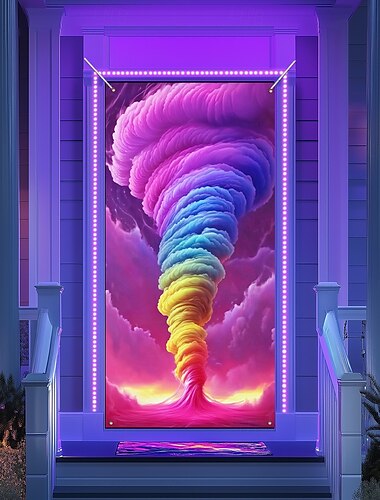  Zwartlicht Deurendecoraties Deurdekkingen Glow in de Donker Tornado Deurtapijt Deurlangsgordijn Decoratie Achtergrond Binnenbuiten Deurbanner voor Voordeur Boerderijhuis