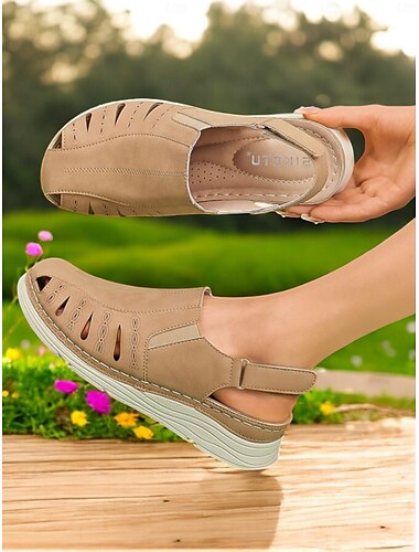  Slingback-Freizeitsandalen für Damen – geschlossene Schuhe mit Cut-out-Design, bequem für den Alltag und Frühlings-/Sommeranlässe