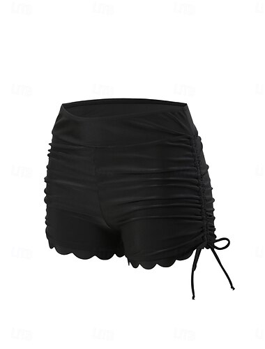  Damen Badeanzug Dehnbare Boxershorts Bademode Hohe Taillenlinie Urlaub Strandbekleidung Feste Farbe Ärmellos Badeanzüge