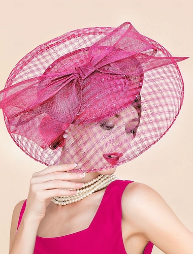  klobouky lněná buřinka / cloche klobouk sluneční klobouk podšálek klobouk svatební čajový dýchánek elegantní svatba s mašličkou spojování pokrývky hlavy