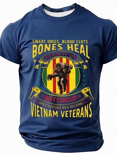  退役軍人の日 男性用 アメリカの米国旗 Tシャツ 半袖 Tシャツ 3Dプリント クルーネック シャツ 日常 軍隊 ストリート 日常 ブラック ブルー グリーン 夏 春 衣類 S M L XL XXL XXXL