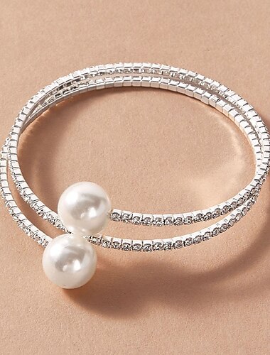  Bracelet Femme Fantaisie Précieux Elégant mode Bracelet Bijoux Argent Forme Géométrique pour Soirée