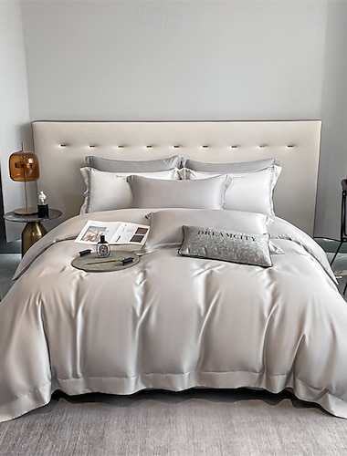  Luxuriös weiches gebürstetes weißes Bettwäsche-Set mit hohlem Rand ägyptische Baumwolle Daunendecke Set Queen King Größe Bettwäsche Kissenbezüge Bettwäsche Daunendecke Set