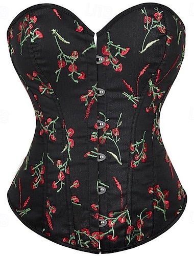  Retro Antiguo Medieval Renacimiento Faja Chaleco corpiño Feria del Renacimiento 12 huesos Floral Bordado Mujer Fantasía Real Víspera de Todos los Santos Carnaval Fiesta Casual Diario LARP Adulto Faja