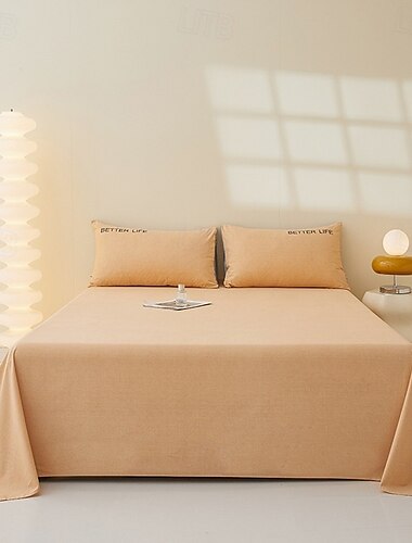  Lenzuolo Singolo Lenzuolo Piatto Biancheria Cotone Colore Solido Morbido Qualità Premium Coperta Collezione Letto