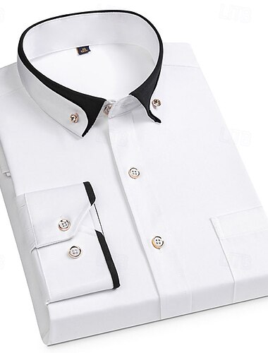  Voor heren Overhemd Button-down overhemd Kreukbestendig Bruiloft Buiten Licht Blauw Zwart Wit Roze Lange mouw Zomer Lente Kleding