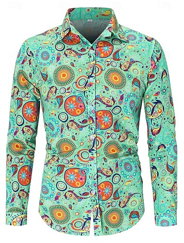  Retro Vintage 1970s Shirt Hippie Bohemian Men's Party Daily Wear Pride Parade Adults' Shirt