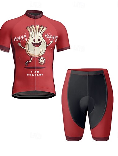  Herren Radtrikot mit Radhose fahrradbekleidung Kurzarm MTB Mountain Rennrad Weiß Gelb Sahne Karikatur Fahhrad Spandex Sport Karikatur Bekleidung