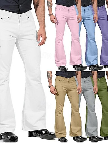  Retro vintage Jaren '70 Broek Bell Bottom broek Hippie Schijf Effen Kleur Voor heren Halloween Carnaval Feest Dagelijks gebruik Prideparade Volwassenen Alle seizoenen