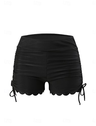 Dam Badkläder Stretchiga boxershorts Baddräkt Hög midja Semester Standkläder Ensfärgat Ärmlös Baddräkter
