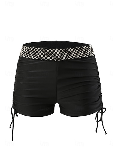 Dam Badkläder Stretchiga boxershorts Baddräkt Lappverk Hög midja Semester Standkläder Ensfärgat Ärmlös Baddräkter