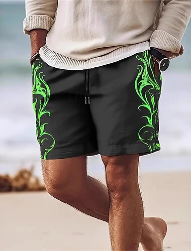  Herren Bademode Surfshorts Badehose Schwimmshorts kurz 4-Wege-Stretchgewebe Surfshorts Unten Kordelzug Mit Taschen Schwimmen Surfen Strand Wassersport Tropisch Bedruckt Sommer Frühling