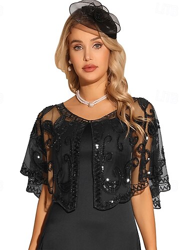  dames 1920s omslagdoeken pailletten kralen bruids omslagdoek avond cape flapper bolero