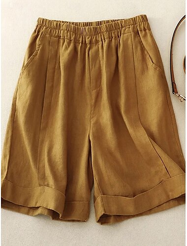  Damen Frech Modisch Basic Knielänge Mittlere Taillenlinie Glatt Elastische Taille Komfort Draussen Mikro-elastisch Urlaub Strasse Täglich Beige Schwarz Weiß Gelb Sommer Frühling Regular Fit