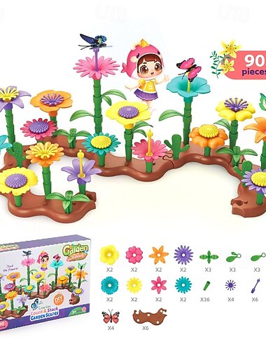  jardim de flores construção brinquedo aleatório cor haste atividade educacional brinquedo pré-escolar dia das bruxas/dia de ação de graças/presente de natal presente de páscoa