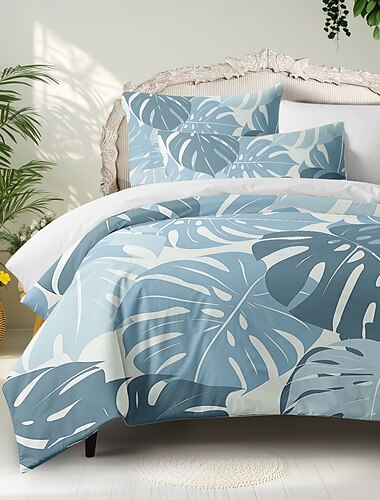  3-teiliges Bettbezug-Set aus der Tropical-Serie mit Blumenmuster, 100 % Baumwolle, superweich, hautfreundlich und langlebig